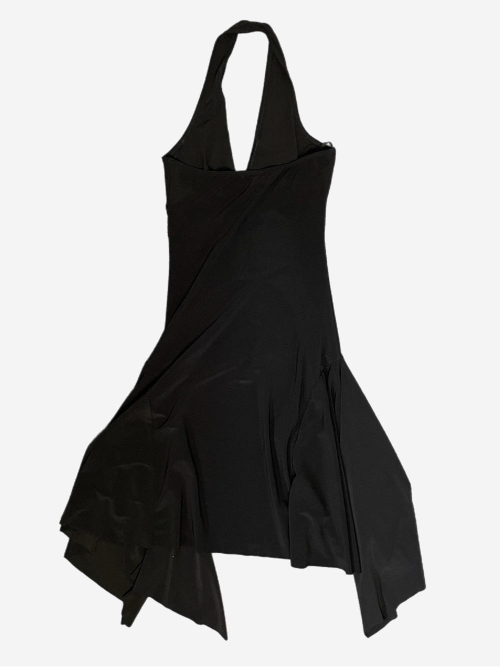 Vintage Y2K Carolina Black asymmetric halter rhinestone midi dress stretch XS - Picture 10 of 10